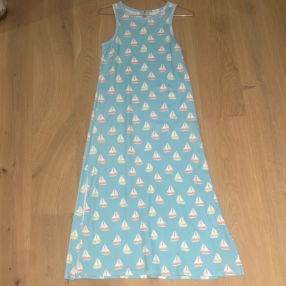 Womens Blue Sailboat Print Maxi Dress from Nantucket